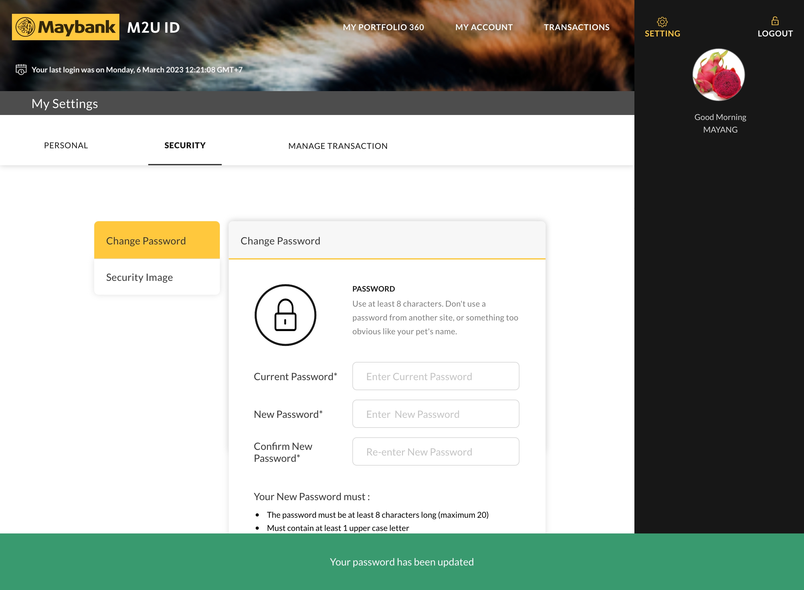 MAYBANK2U PASSWORD REQUIREMENTS visual data 5
